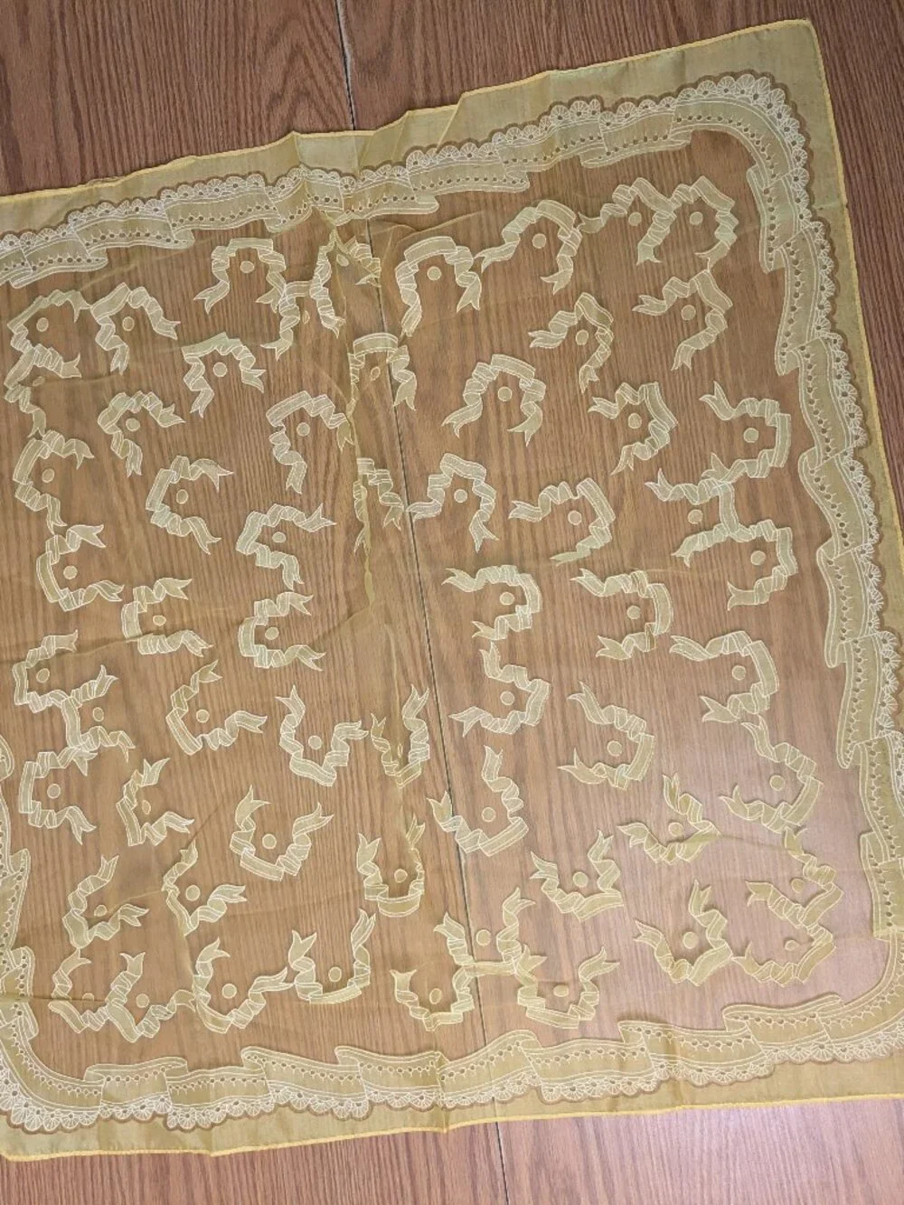 vintage 70s 80s semi sheer hair neck scarf ribbon pattern 25